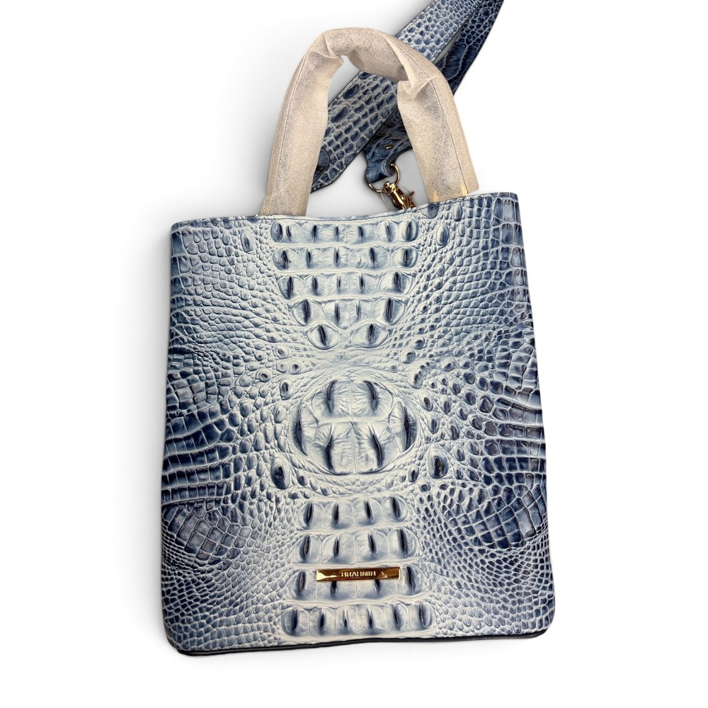 Brahmin Amelia Bucket Bag Poolside Ombre Melbourne Blue Leather nwt